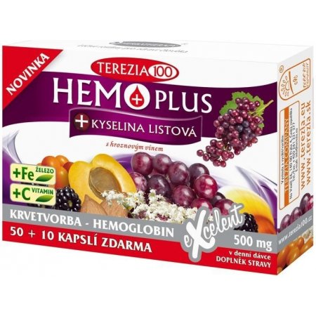 Terezia Company Hemoplus + kyselina listová+železo+vitamin C 60 kapslí