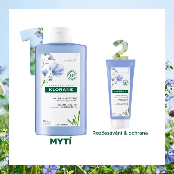 KLORANE Šampon s BIO lnem pro jemné vlasy bez objemu 400 ml