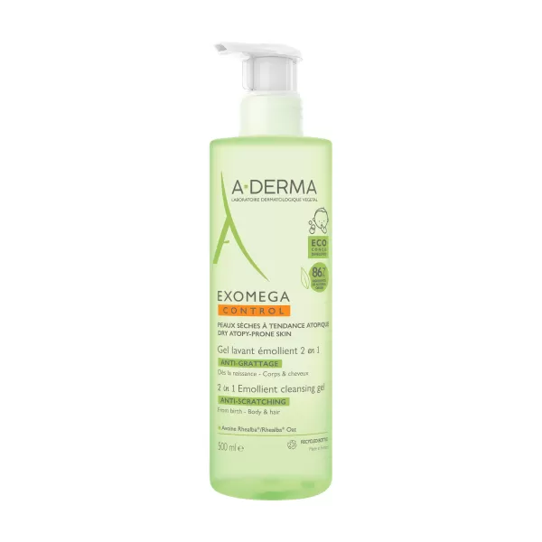 A-DERMA Exomega Control Zvláčňující mycí gel 2v1 500 ml