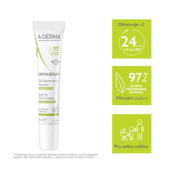 A-DERMA DERMALIBOUR+ Reparační CICA-Balzám na rty 15 ml