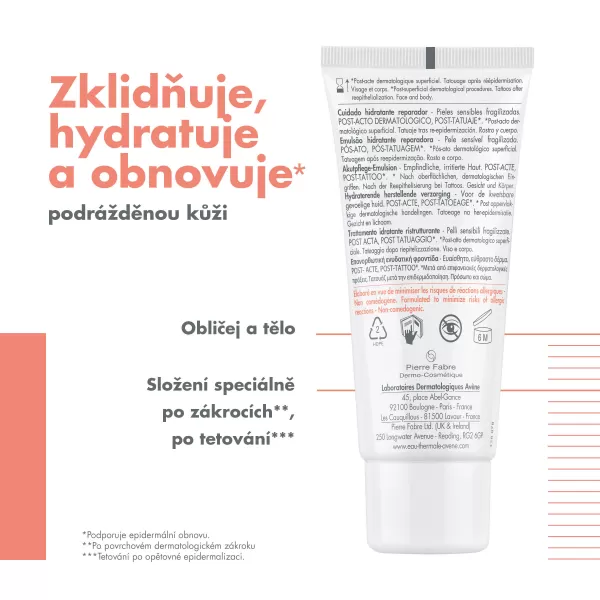 Avène Cicalfate+ Hydratační obnovující emulze po povrchových dermatologických zákrocích nebo tetování 40 ml