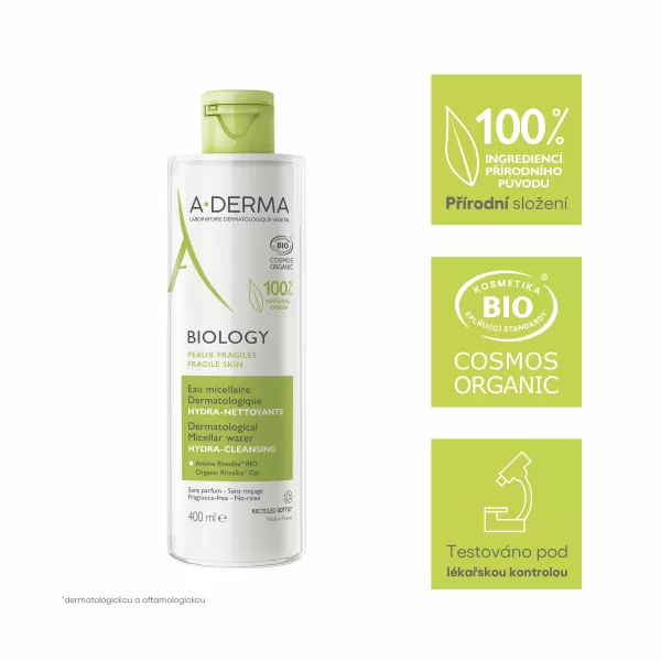 A-Derma BIOLOGY Dermatologická micelární voda HYDRATAČNÍ-ČISTICÍ 400 ml