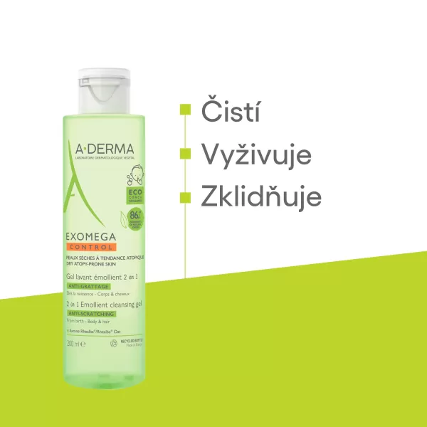 A-DERMA EXOMEGA CONTROL Zvláčňující mycí gel 2v1 200 ml