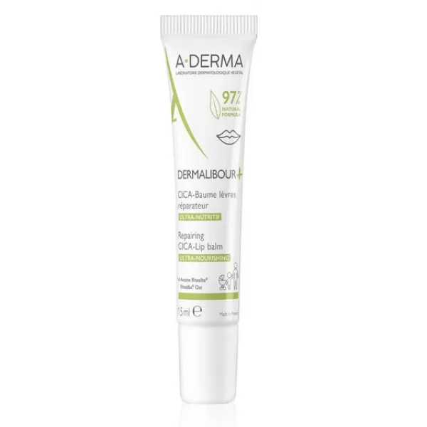 A-DERMA Dermalibour+ Reparační CICA-balzám na popraskané a podrážděné rty 15 ml