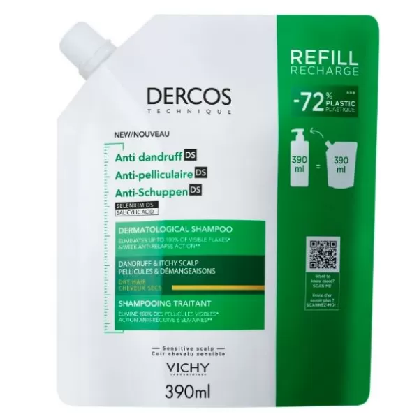 VICHY DERCOS Šampon lupy suché vlasy náplň 390ml