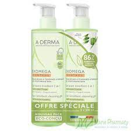A-DERMA Exomega CONTROL Zvláč.mycí gel 2v1 500ml DUO
