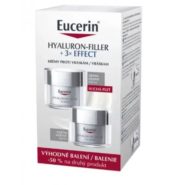 Eucerin Hyaluron-Filler +3x Effect denní krém + noční krém 2x50 ml suchá pleť