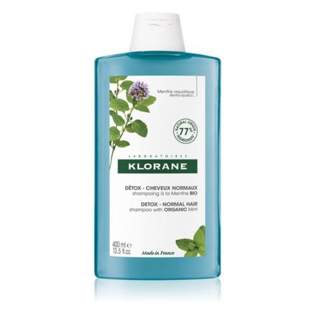 KLORANE Máta Vodní BIO čisticí detoxikační šampon pro normální vlasy 400 ml