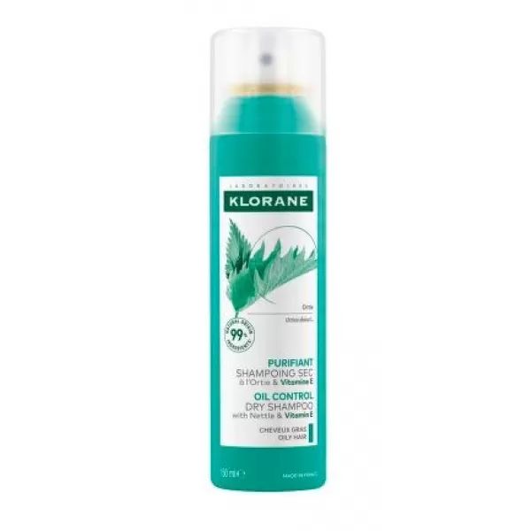 KLORANE Suchý šampon s kopřivou&vitamínem E na mastné vlasy 150 ml